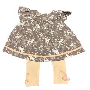 Lilly Wicket Baby Girl Size 6-9 Month Dress with Pants Pink Unicorn Floral 6-9M